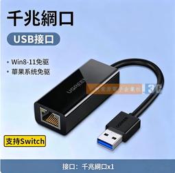 綠聯【USB接口千兆轉RJ45網口有線轉接口】-高速款-iO...