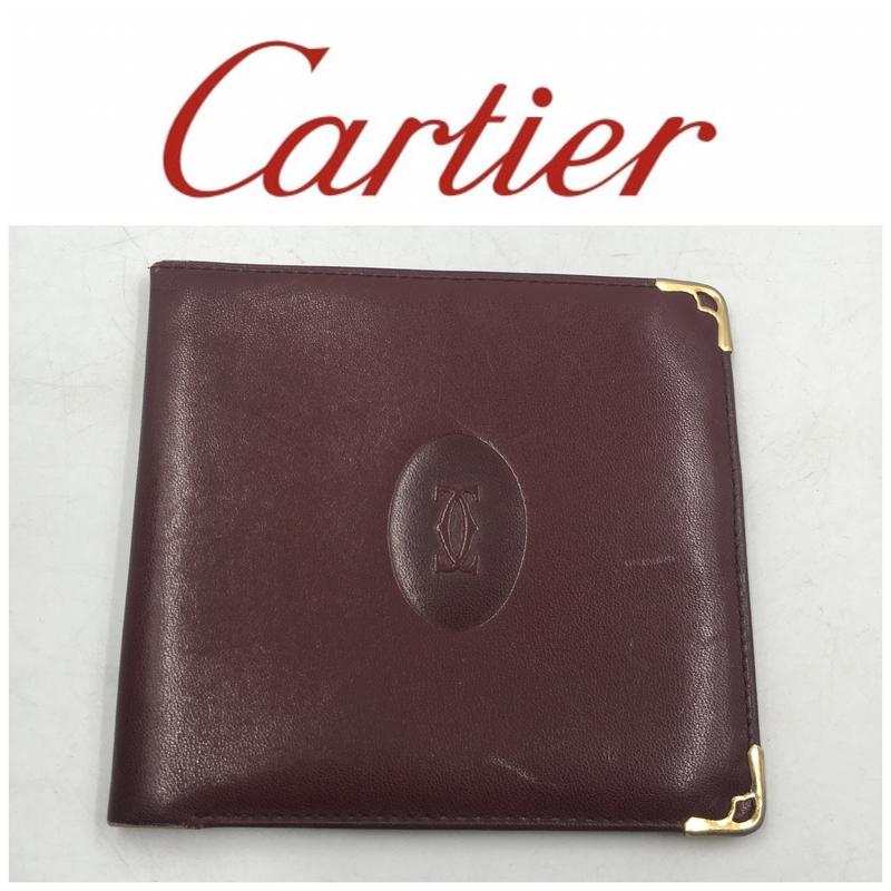 Cartier 卡地亞 短夾 皮夾 信用卡 名片夾 真皮 酒紅色 小牛皮 錢包 真品有LV