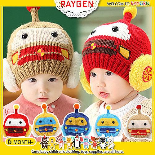 帽子 八號倉庫 機器人 造型 針織 嬰兒 保暖 毛線帽 護耳帽【2Z993X416】