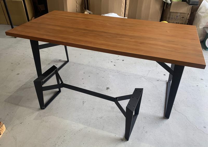 檜木 實木 桌板 鐵板腳 工業風 餐桌 書桌 辦公桌