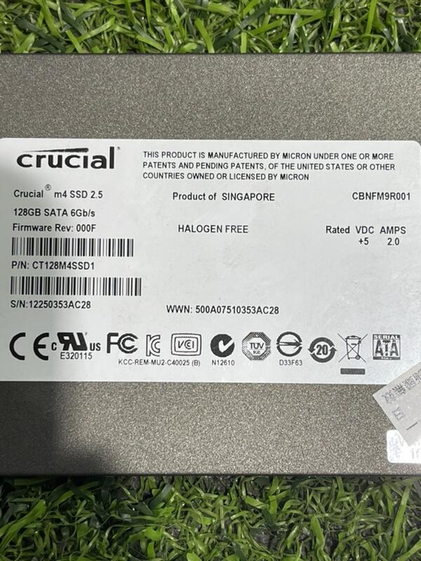 琻霖】【二手固態硬碟】美光crucial SSD M4 128GB/2.5