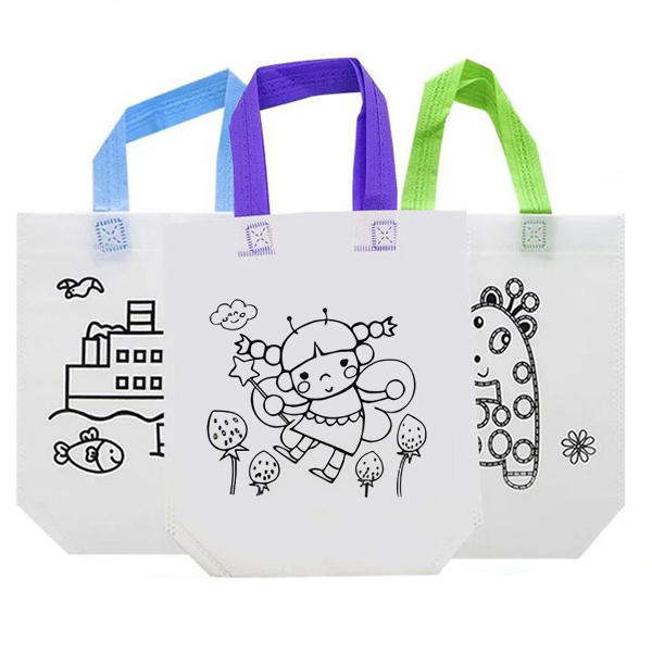 【winshop】A4182 DIY彩繪提袋附著色筆/兒童勞作塗鴉環保袋/無紡布不織布袋/贈品禮品