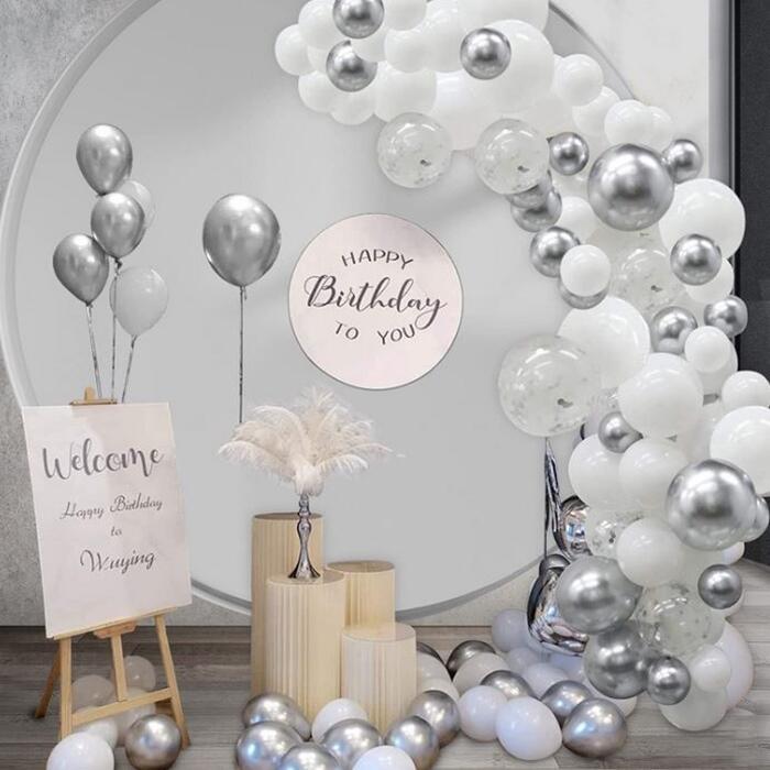 [Hare.D]現貨灰色系氣球鍊套組 氣球 DIY 裝飾 生日派對 婚禮 會場佈置 情人節 慶生 節慶