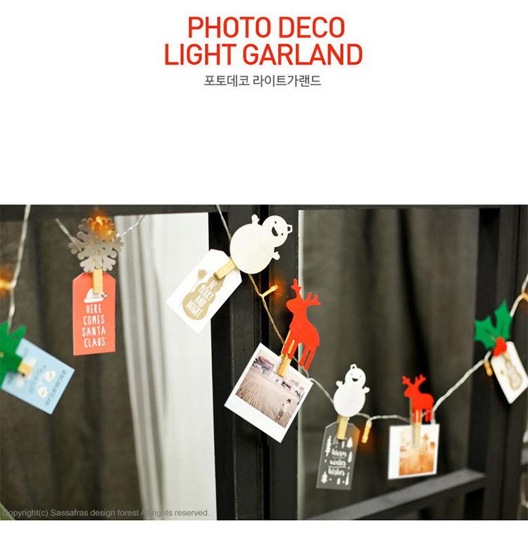 [韓風童品] 聖誕節造型可夾照片LED燈串 聖誕派對裝飾 雪花 聖誕老人 麋鹿 雪人 戶外露營帳篷裝飾 節慶佈置 電池盒