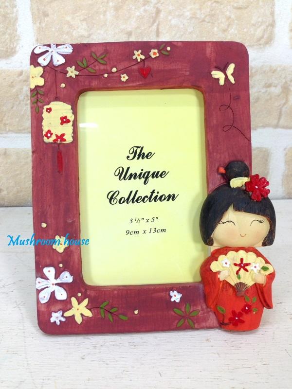 點點蘑菇屋 可愛和風日本娃娃方形相框擺飾 櫻花 像框 鄉村風 田園風 現貨