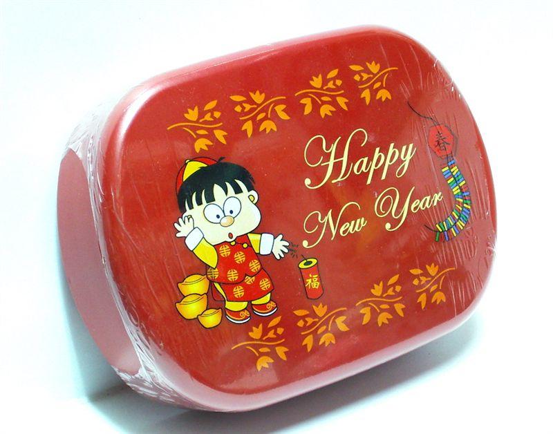 《銀玥書坊》HAPPY  NEW  YERA•新年快樂•福春•紅色喜氣糖果餅乾置物盒【全新】品味生活雜貨
