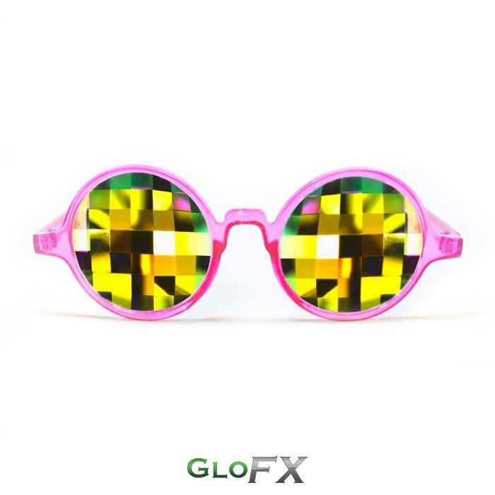 粉紅透明玻璃 GloFX Transparent Pink Kaleidoscope Glasses