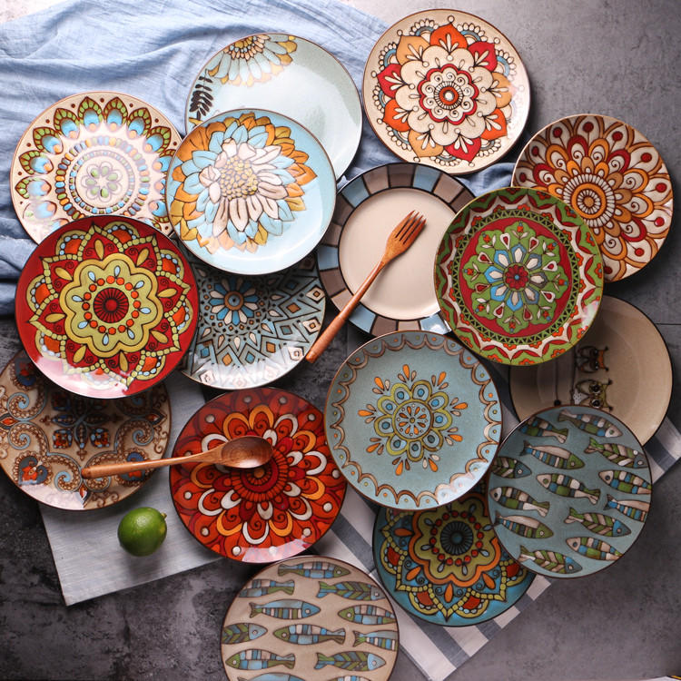 《現貨》創意 手繪 陶瓷 餐盤 早餐盤 菜盤 碟子 裝飾盤