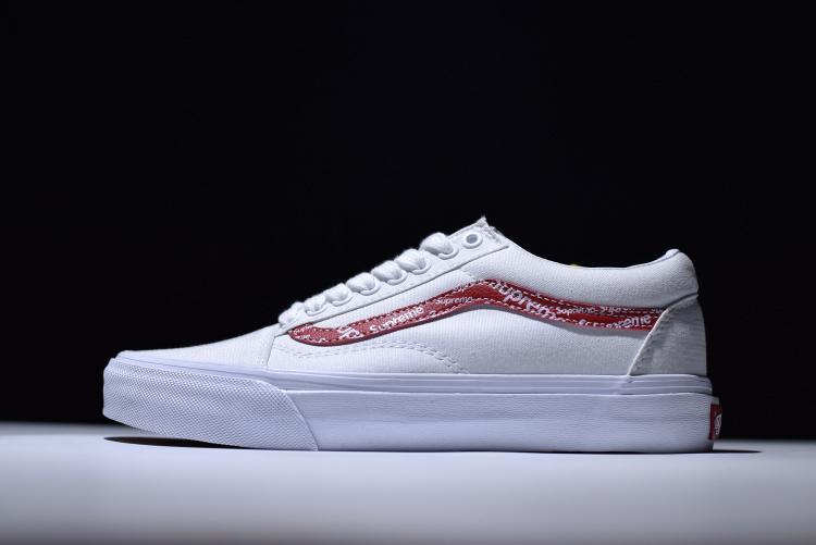 Supreme × Vans Old Skool 聯名白紅低幫那女款休閒VN0A380IMPR | 露天