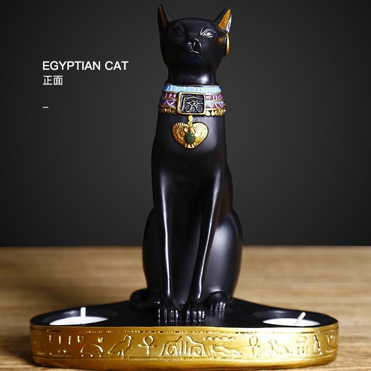 歐美異國風情精緻擺飾 黑色高貴埃及貓神金神祇2格蠟燭檯 貝斯特貓神像燭台 豐產與康復之神質感藝品 浪漫情調桌上蠟燭台
