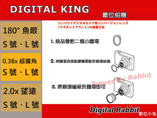 數位小兔 Digital King 日本製0.38X 0.38 超廣角鏡頭 SONY WX5 W380 W350 W320 WX1 W190 W230 W270 W300