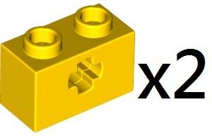 LEGO Yellow Technic Axle Hole Brick 1x2 樂高黃色科技十字孔洞磚兩個6206240