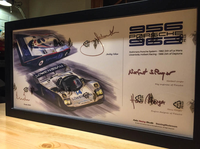 保時捷 Porsche 956 & 962 簽名 藝術 掛畫 傳奇 人物 值得珍藏（印刷）