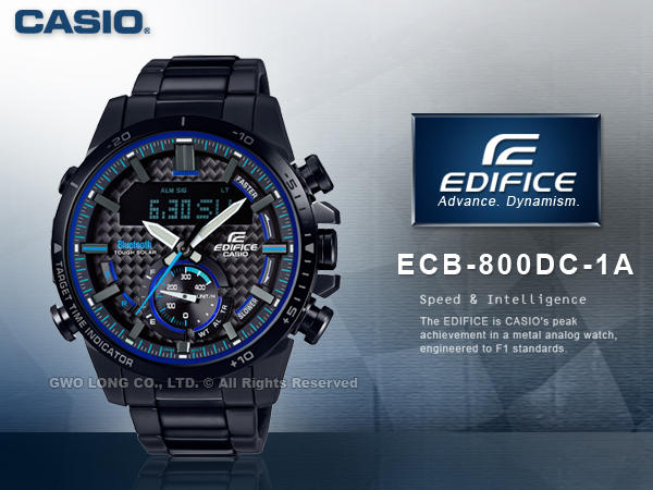 CASIO 手錶專賣店 國隆 EDIFICE ECB-800DC-1A 雙顯男錶_太陽能電力_全新品_保固一年_開發票