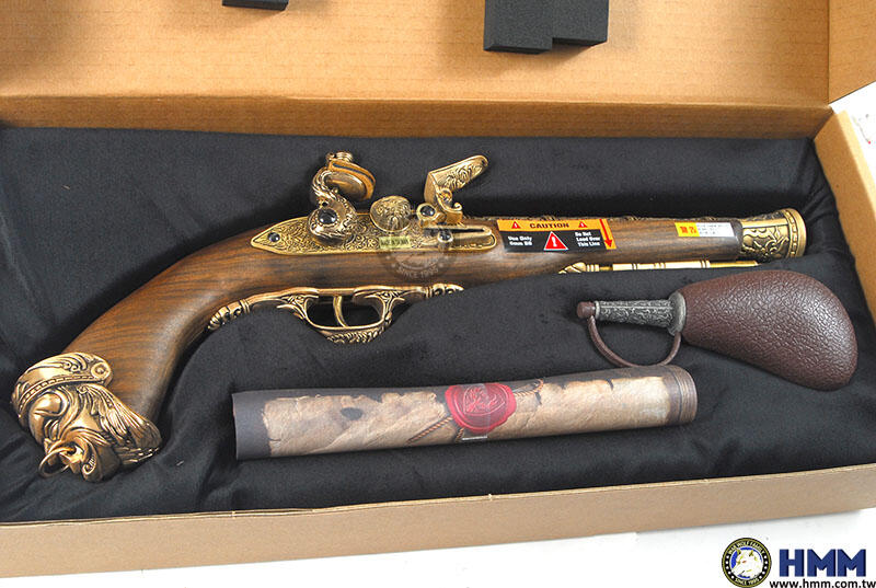 HMM榔頭模型 HFC【金色】6mm 十八世紀海盜燧發槍 全金屬CO2手槍，海盜槍，火繩槍