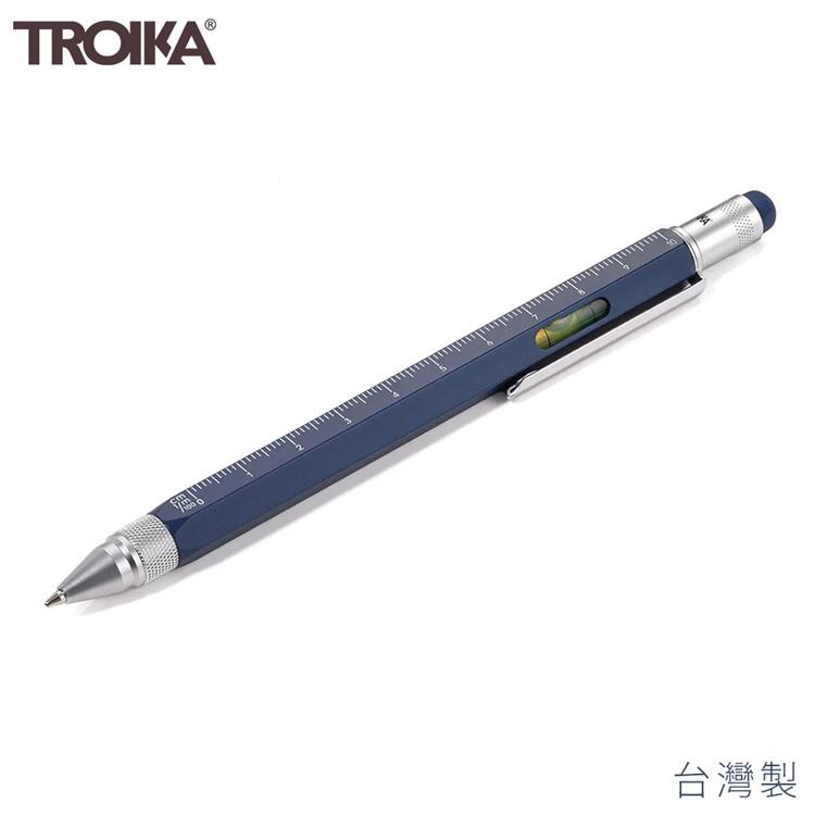 又敗家@(台灣製)德國TROIKA多功能5合1工程筆PIP20/BL深藍含觸控筆起子尺規水平儀原子筆多用途筆隨身筆工具筆