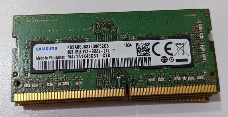 Samsung 三星 / Hynix 海力士 8GB 1Rx8 PC4-2666V / 3200AA DDR4 二手良品