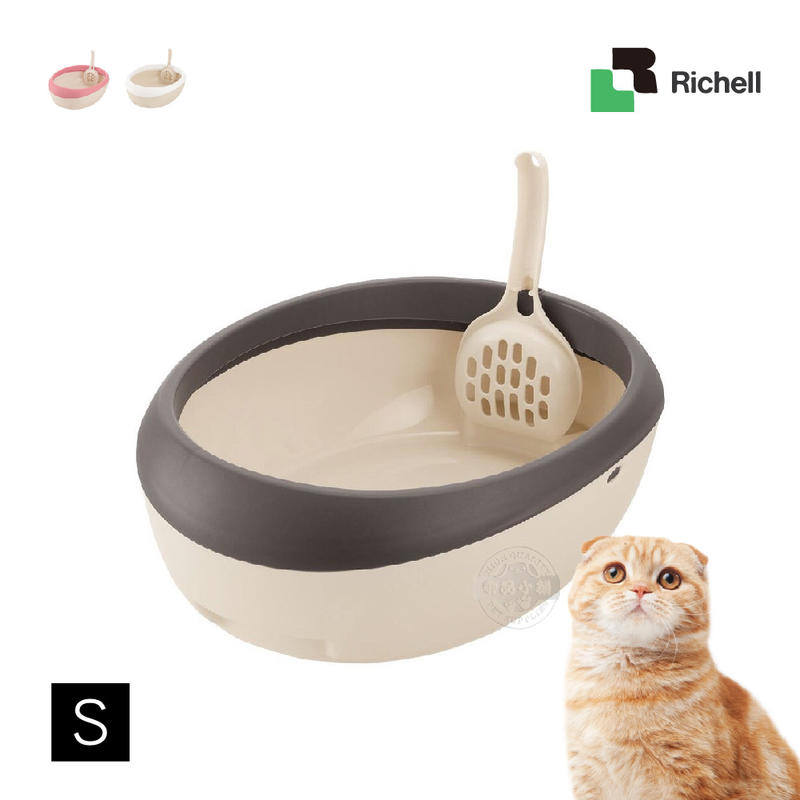[送贈品]日本Richell 拉普蕾 蛋型便盆 S 附貓鏟 單層 貓砂盆 貓便盆 除砂墊 貓沙盆 寵物廁所