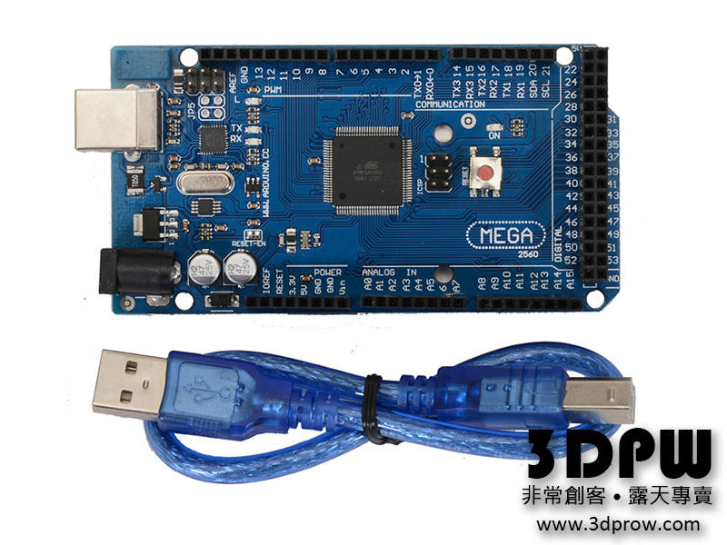 [3DPW] 熱銷! 美國進口晶片 Arduino Mega2560 R3 16U2 控制板 附教學 副廠款