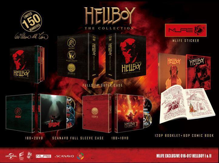 毛毛小舖--藍光BD 地獄怪客1+2 五碟限量套裝版(中文字幕) Hellboy 皮質外盒 附120頁電影書+60頁漫畫