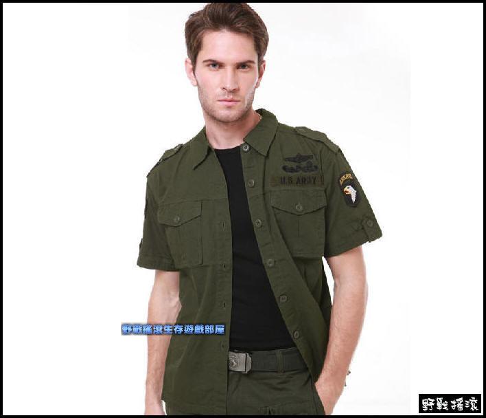 【野戰搖滾-生存遊戲部屋】美軍101空降師短袖戰術襯衫【軍綠色】短袖襯衫 短袖戰術上衣