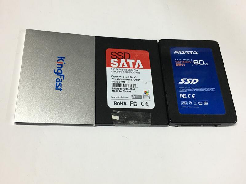 電腦雜貨店→SSD固態硬碟 2.5吋 SATA 隨機出貨 64GB二手良品 1個$100