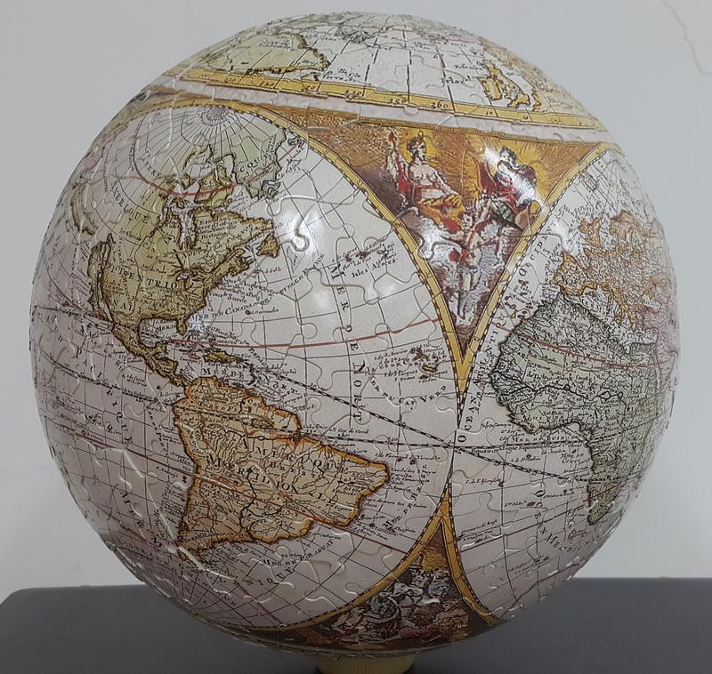 古世界地圖球體拼圖9吋540片已組裝雷諾瓦拼圖Renoir 絕版經典 