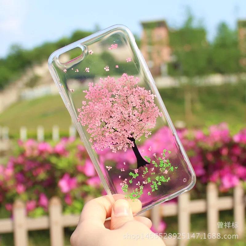 鮮花壓花日本櫻花樹造型蘋果iPhone7plus軟殼手機保護殼