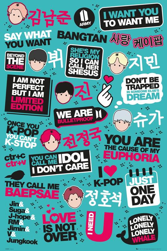 【英國進口海報】韓國流行音樂  K-POP (Quotes) #GN0889