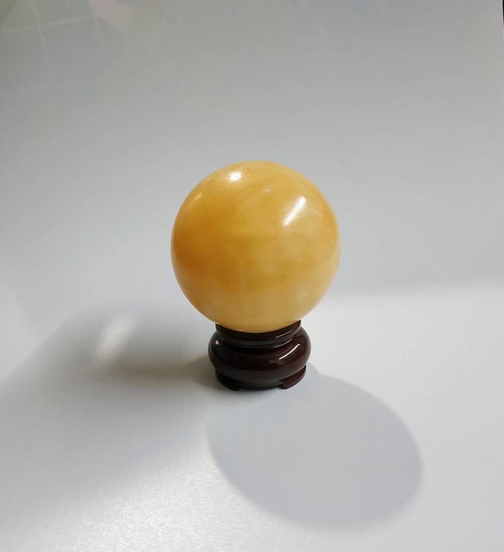 【發發開運坊】天然黃玉球3公分一顆.付座