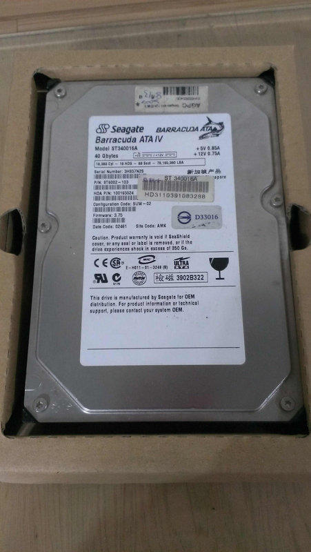 Seagate 3.5吋 40G IDE HDD 硬碟