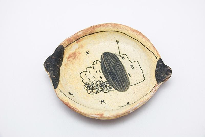 艾苗小屋-日本製陶器作家手工製黄瀬戸豆皿 D-1