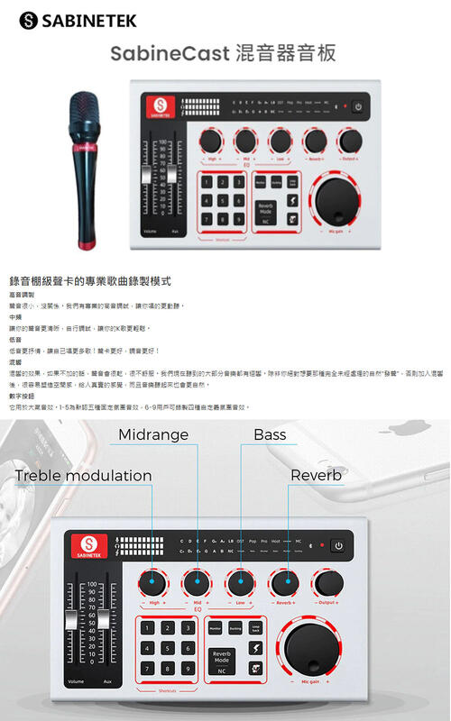 怪機絲SABINETEK Bluetooth Mixer塞賓聲卡藍芽混音器SabineCast錄音室