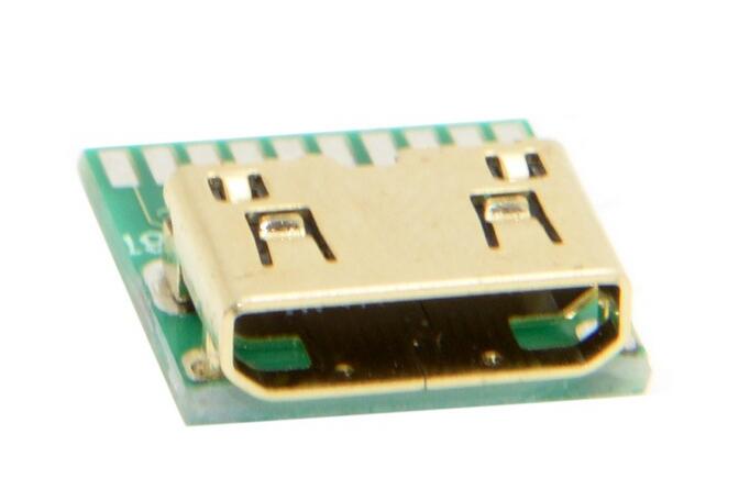 MINI HDMI焊線式母座帶PCB板連接器 MINI HDMI PCB  SMT貼片 DIY實驗用 CN-003