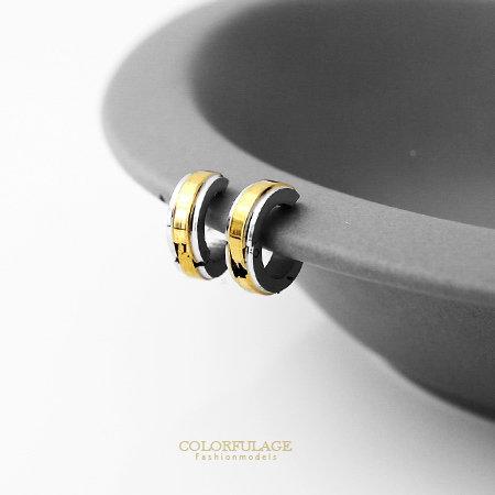 耳環 閃耀時尚金色設計夾式免打耳洞耳環 白鋼材質抗過敏.氧化 柒彩年代【ND205】單支售價