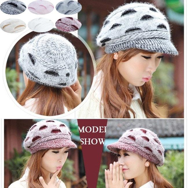 ╭✿蕾兒0509✿╮(6色)F004-韓國時尚 甜美獨特設計造型兔毛帽鴨舌帽子保暖帽呢帽毛線帽 搭配圍巾