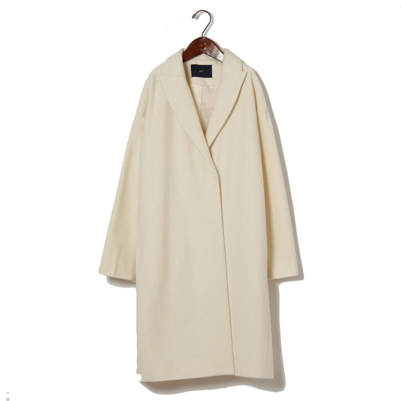 GLAZ VICKY 純白色90%羊毛大衣外套グラズ / トップソフトメルトン ロングコート GZ-63201