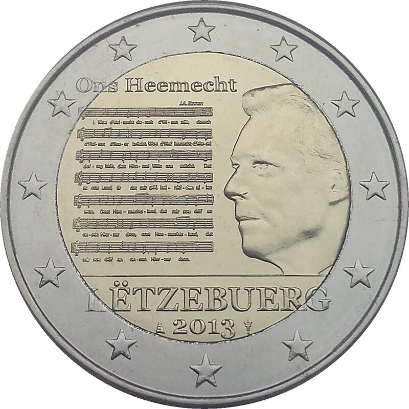 【幣】EURO 盧森堡2013發行 國歌與亨利一世 2歐元紀念幣
