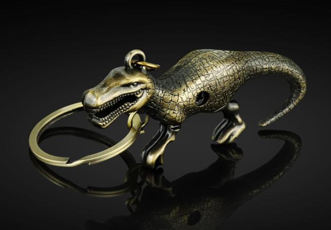 [現貨] H-120 古銅 霸王龍 立體仿真恐龍 鑰匙扣創意金屬恐龍鑰匙挂件歐美電影周邊贈送小禮品 創意挂件 鋅合金禮品