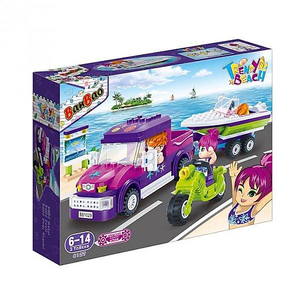 阿拉丁玩具夢工場【BanBao 積木】沙灘女孩系列-遊艇運送車 6127 