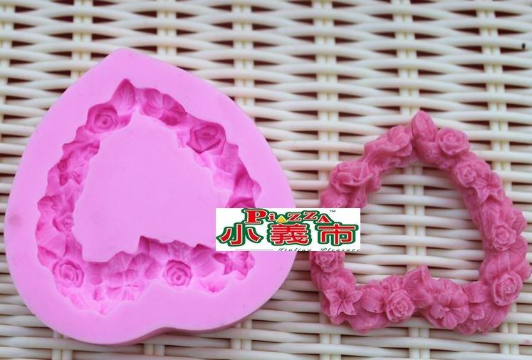 [小義士]烘焙包裝|烘焙工具|矽膠模具立體翻糖巧克力模玫瑰花邊心形圓形花環西點裝飾烘焙工具