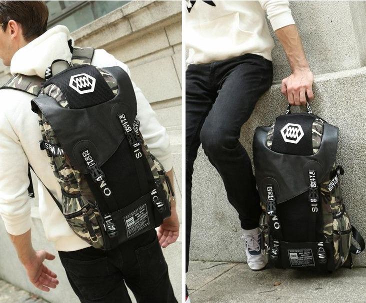 9527買一送一！新款韓版電腦包潮流行李袋大容量背包男休閒雙肩包旅遊包後背包斜跨包登山包多功能實用 可外接 USB