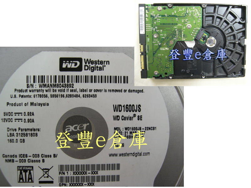 【登豐e倉庫】 F127 WD1600JS-22NCB1 160G SATA2 救硬碟板子 救資料 晶片燒焦