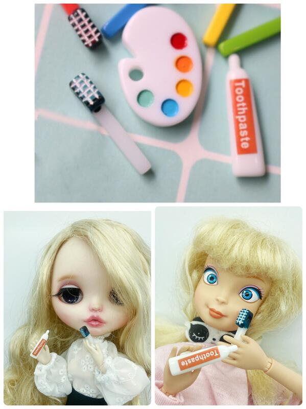 芭比娃娃 食玩 娃娃屋 迷你 牙刷 牙膏 立體模型 配件 玩具 袖珍 家具 家家酒 小布 莉卡