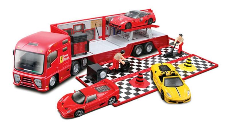 【法拉利汽車模型】Ferrari 賽車後勤貨櫃車組 Bburago 1/43精品車模