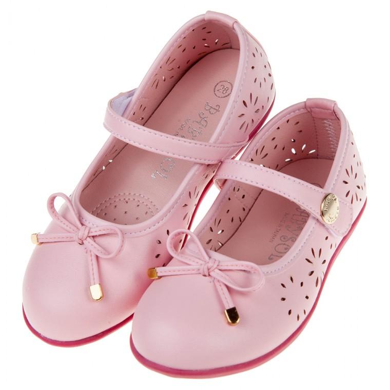 童鞋(17~23公分)台灣製霧面素雅風格蝴蝶結粉色公主鞋K9M806G