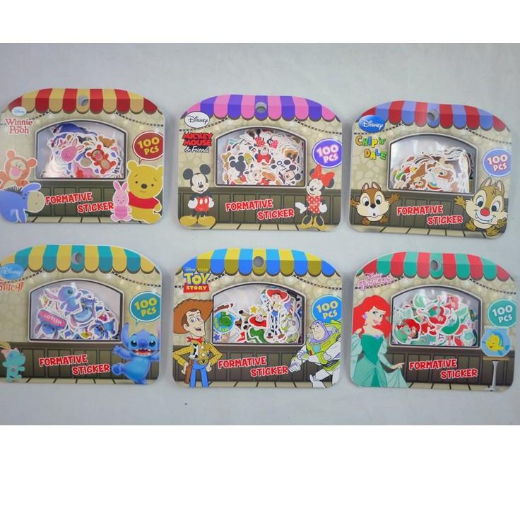 正版 迪士尼 史迪奇 維尼 米奇 奇奇蒂蒂 玩具總動員 美人魚 顆粒包 貼紙 裝飾貼紙 100入/1包