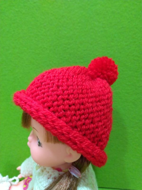 【小美樂】自製全手工衣飾配件(不含娃娃)~~超Cute毛球捲帽(可愛紅)