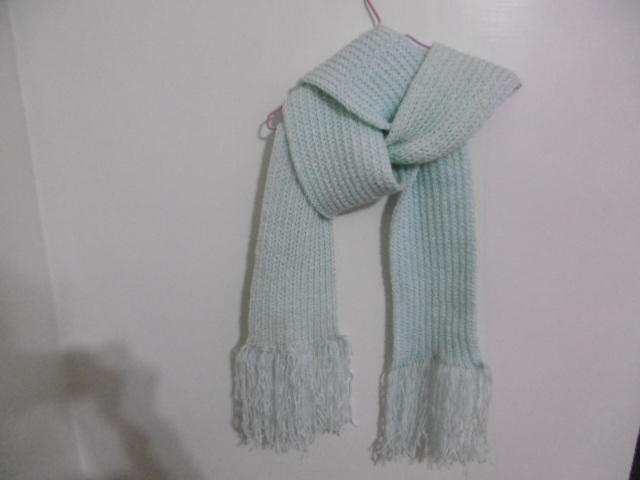 手織圍巾-湖綠色