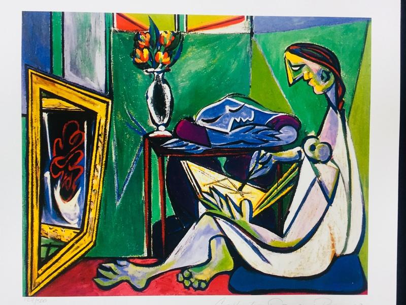 蘇菲的藝想世界】<藝術品:版畫>畢卡索Picasso--Woman Drawing Before a Mirror